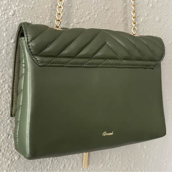 Crossi Purse- Green Chevron Design with Gold Accents - NWOT Shoulder Crossbody. - Picture 8 of 15